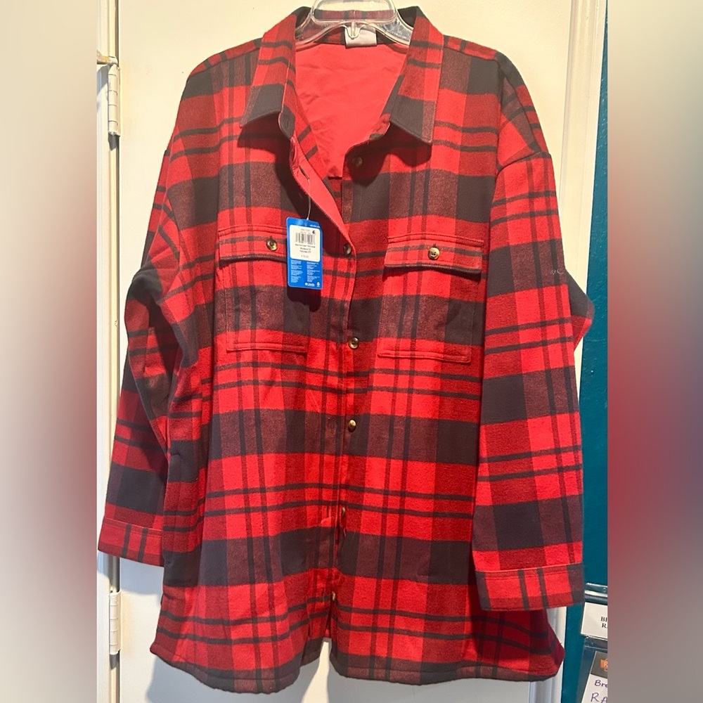 Columbia Red and Black Plaid Utility Jacket